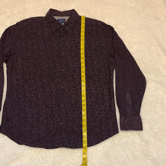 Joseph Abboud Mens Slim Fit Shirt Sz Lg Casual Button Patterned Long Sleeve Plum - Picture 9 of 9